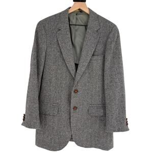 Vintage Glenthorne Shetlands Savile Row Mens Wool Sport Coat Blazer Gray 42R